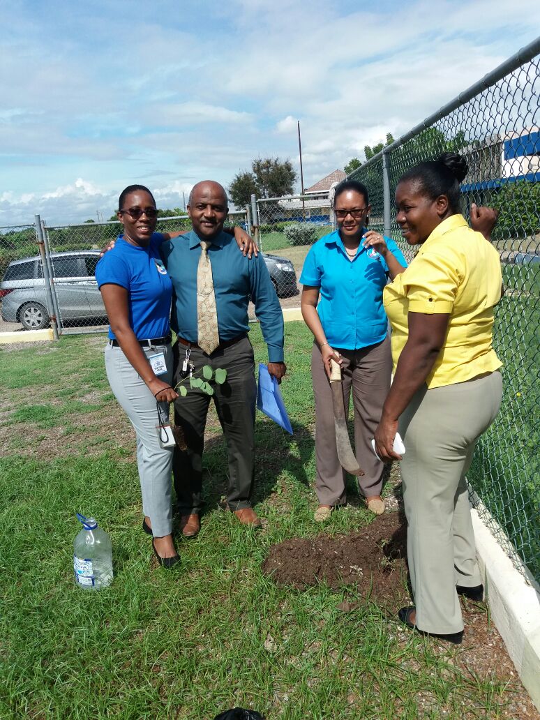 ECCJA's tweet photo. #EarlyChildhoodCommission on #NationalTreePlantingDay at Little Tots ECDC @ForestryDeptJa #NTPD2017 #KeepKidsCool @tkmsingh @karlenedesland1 https://t.co/hvtayRJ0sR