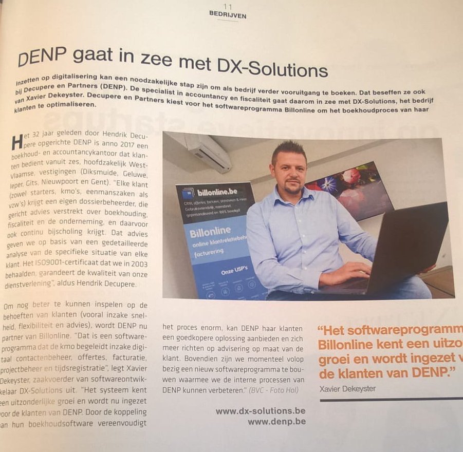 Denp gaat in zee met DX-Solutions (artikel in Voka ondernemers)
