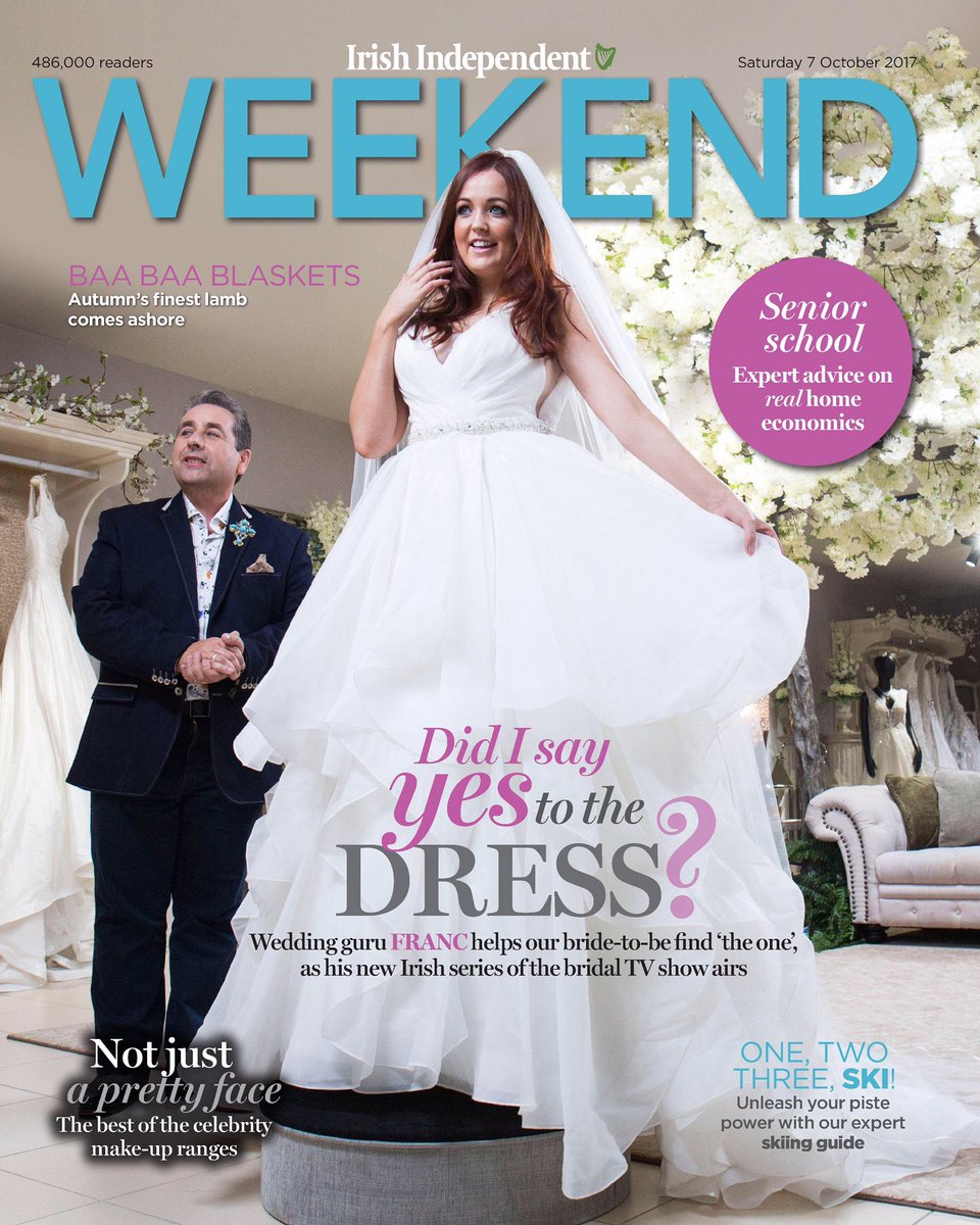 Don’t miss tomorrow’s <a href="/IndoWeekend/">Weekend Magazine</a> for all things Say Yes to the Dress Ireland with <a href="/weddingsbyfranc/">Franc</a> starts Monday 16th Oct <a href="/RTE2/">RTÉ2</a> 930pm