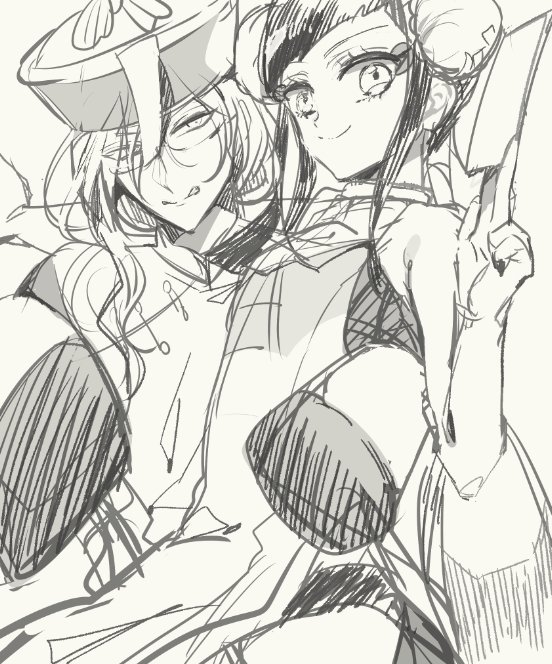 3時すぎちゃった…おやすみなさい(ラフで放置した絵!) 