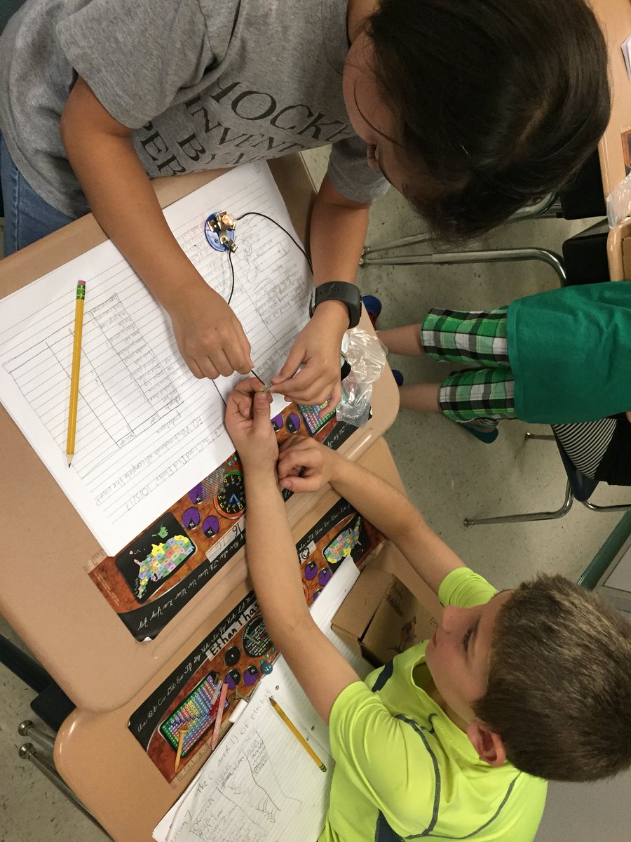 Conductor or insulator?  Mr. Bell’s class is lighting up their interests with the electrical circuits kit. #koproud