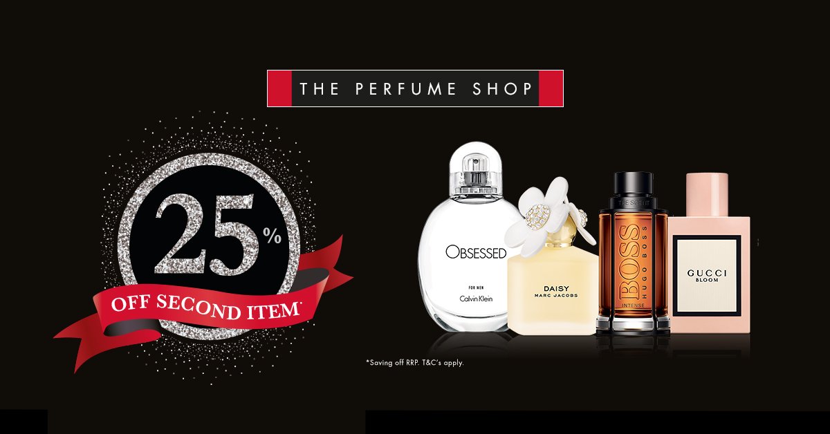 ThePerfumeShop's tweet photo. Hitting the shops this weekend?! Visit us and receive 25% off a 2nd item! https://t.co/4uqmwrcDi1