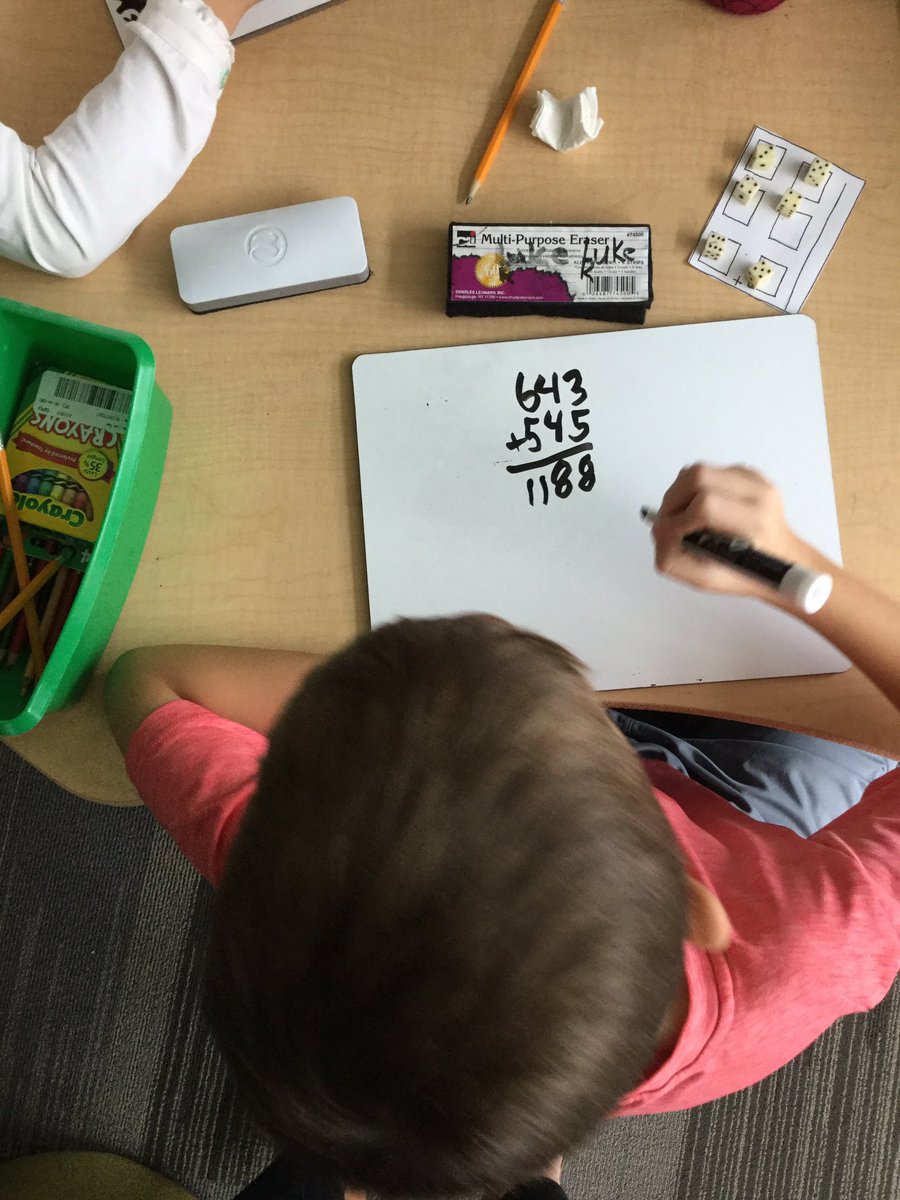 Rolling into the weekend in math class today! Adding three digit numbers with dice. @WSExplorers