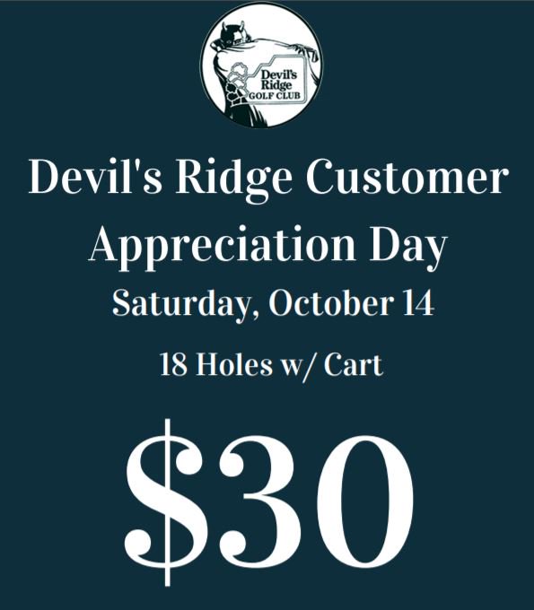 DevilsRidgeGolf's tweet photo. Customer Appreciation Day is October 14! https://t.co/fSjDCMynBn