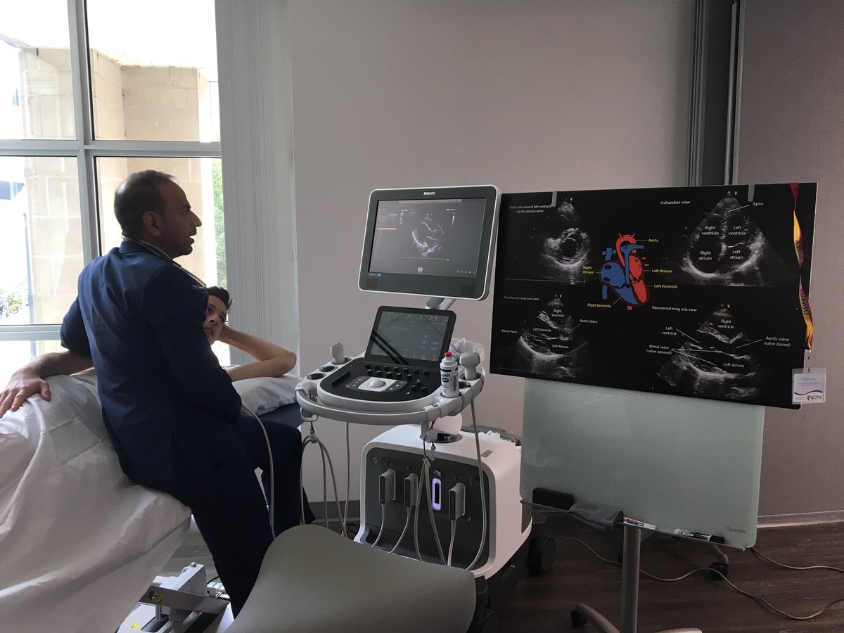 AWinterborn's tweet photo. @amerjohri demonstrating cardiac ultrasounds at the opening Queen's CardioPulmonary Unit #QCPU Congratulations @DrStephenArcher @QueensuDOM https://t.co/521gruZF6T