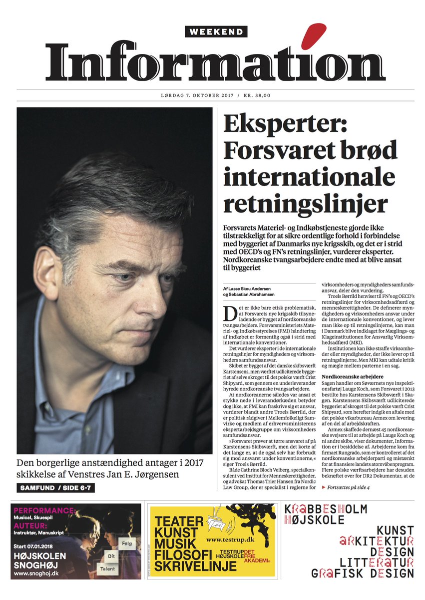 Nyt i sagen om nordkoreanske tvangsarbejdere 
- Eksperter: Forsvaret brød internationale retningslinjer information.dk/indland/2017/1…
#dkpol