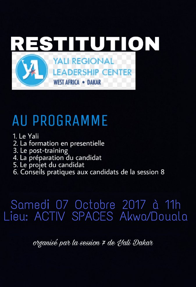 237rlc's tweet photo. Séance de restitution avec les alumni du CRL-Dakar, demain à Douala
#restitution
#leadership https://t.co/7oUwc1I59y