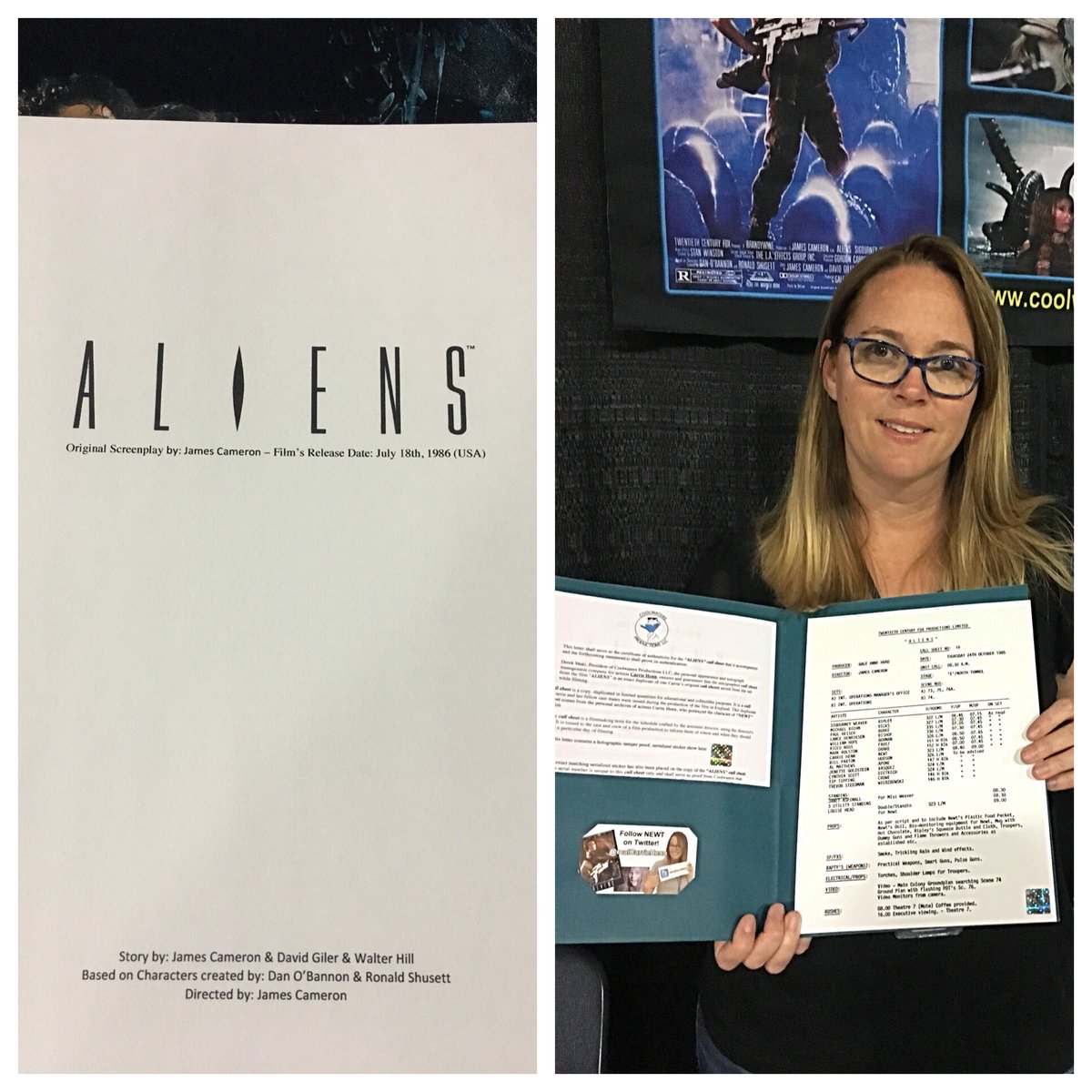RealCarrieHenn's tweet photo. Selling #Aliens #Scripts &amp; #callsheets at my table this weekend @FanboyExpo #totallyawesomeweekend. Happy to sign them for you! #Knoxville https://t.co/cPZ6JQtGYx