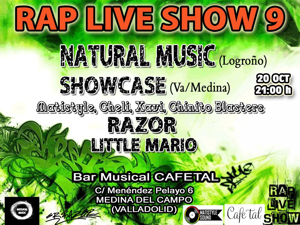 RAPLIVESHOW's tweet image. 9° EDICION DE RAP LIVE SHOW!!
En el @CafetalMdC de Medina del Campo
Viernes 20 de octubre a las 21:00h!
ENTRADA LIBRE!!!
A que esperas??
RT!