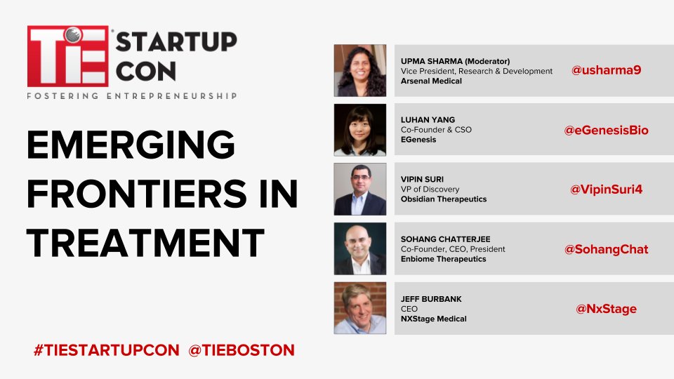 tieboston's tweet photo. Happening now at #TiEStartupCON Emerging Frontiers in #Treatment @NxStage @eGenesisBio @SohangChat @usharma9 @VipinSuri4 #Boston #Startups https://t.co/Kd0TM67jBA