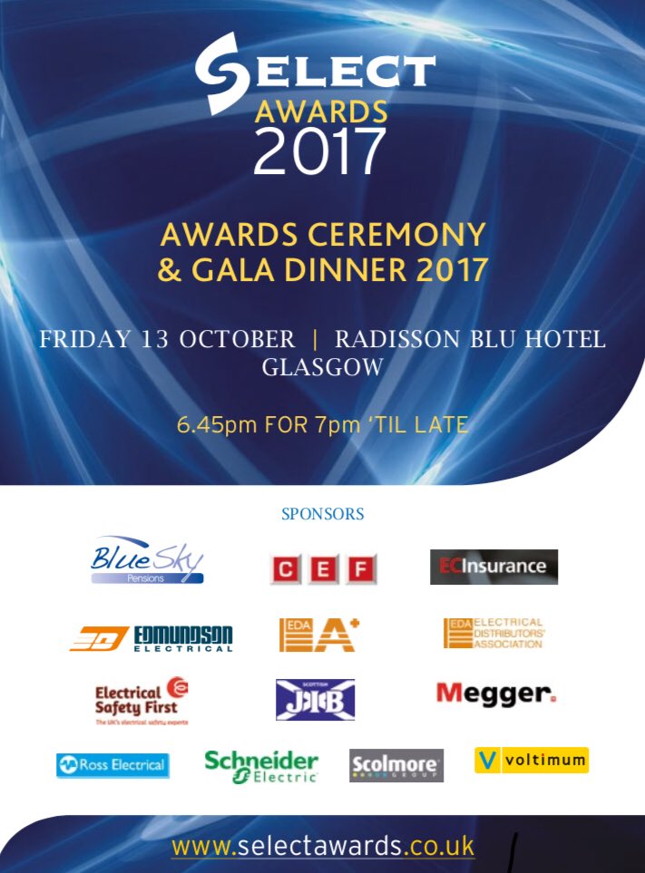 SELECTEM's tweet image. Not long till the SELECT Electrical Industry Awards.
Nominated for Best Electrical Safety Project 2017.
Wish us luck
#aimhigh