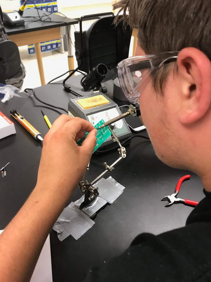 MCCTC Engineers learning to solder. #mcctc #machineteam #pltw