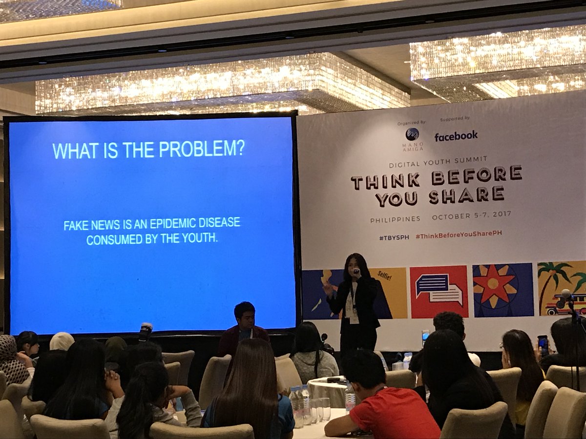 DPauromINQ's tweet photo. @TIP1962official .@MCLkamalayan journ students pitch their campaign to fight fake news through action, not keyboard warring #ThinkBeforeYouSharePH #TBYSPH https://t.co/BRNiuMh2L8