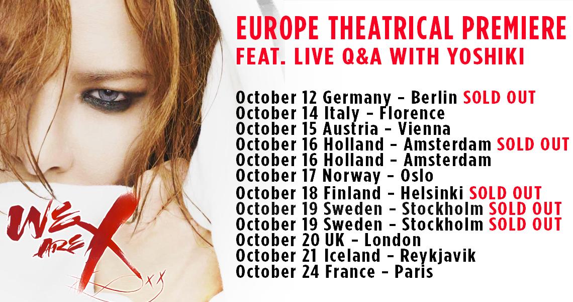 Aneres93's tweet photo. #WeAreX! #XJapan's film is coming to #Europe w/ a special appearance by @YoshikiOfficial! Come see him! - https://t.co/kVPb9vS2E2 https://t.co/UzH0iWBBkg