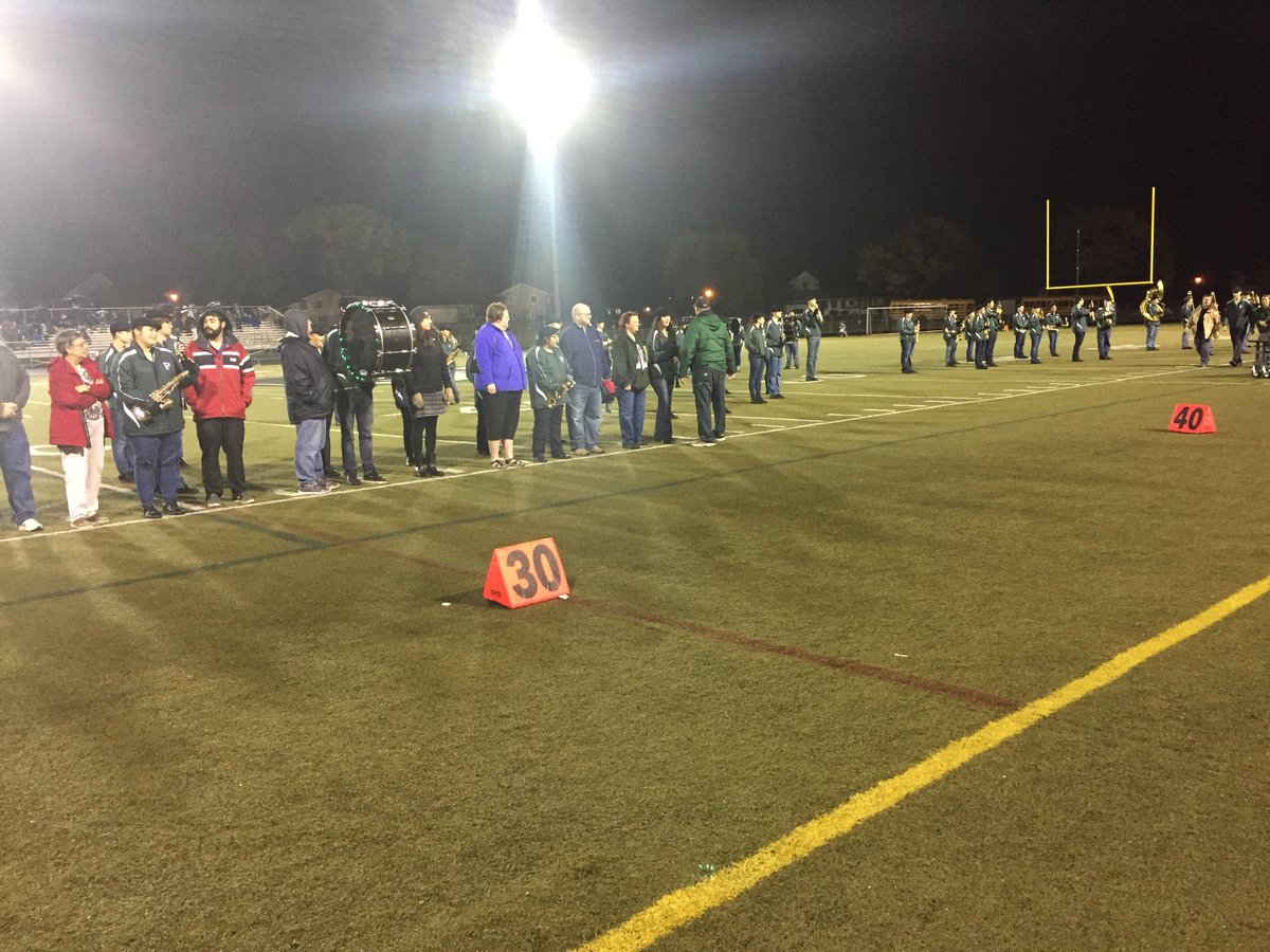 ParkWolfpack's tweet photo. Great job by the marching band @PHSBandGeeks . They got their whole show in despite the rain! Great job! Thank you seniors. https://t.co/pUopqXhMe0