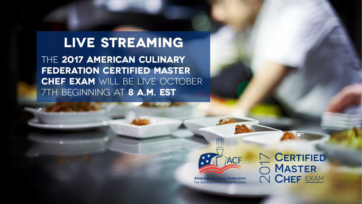 acfchefs's tweet photo. #ACFCMC exam live stream Saturday Oct. 7 at 8 am ET: https://t.co/wDKuztpygC https://t.co/tbxTVGnMI9
