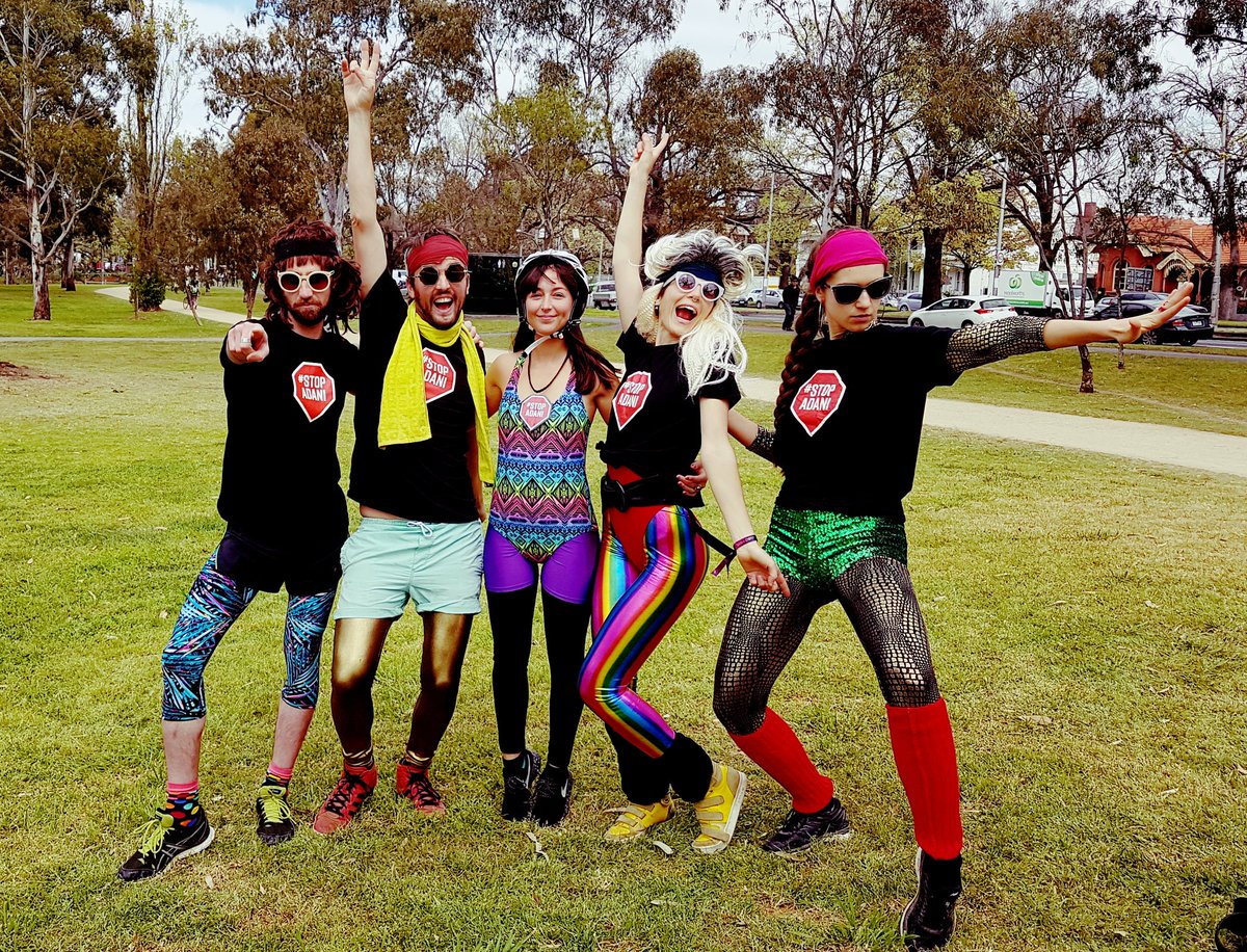 cals_not_coal's tweet photo. Barrie Reef and the clown fish from @cals_not_coal flashmob getting ready 2 perform @ #StopAdani human sign. So excited!! https://t.co/Yglh295oCA