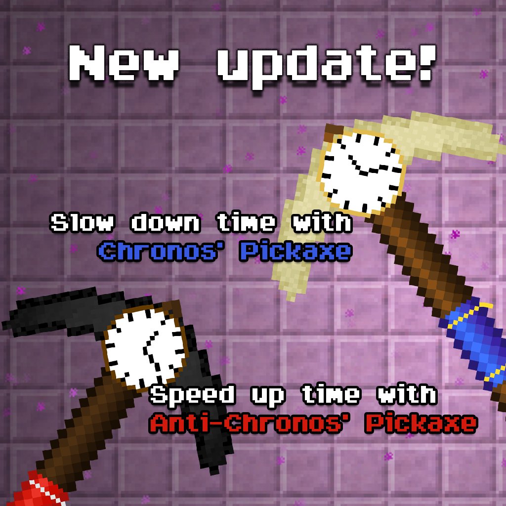 PickCrafterGame's tweet photo. Control time with the latest update! Out now!!
#PickCrafter #Minecraft #TheEpicUpdate #Pickaxes #Chronos #AntiChronos https://t.co/XUGXwNZYJH