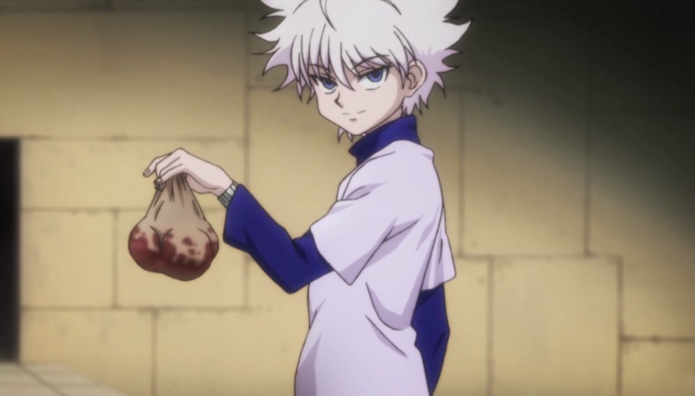 Hunterxanimefan's tweet photo. Name someone else who can walk up to a mass murderer and rip his heart out 😈😂

#Hunterxhunter #anime #killua #hxh https://t.co/nnpkSRKVuP