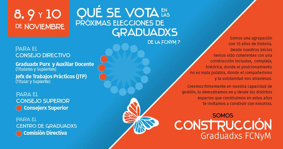 Construccion21's tweet photo. Qué votamos lxs graduadxs
*Consejo Directivo de la FCNyM
*Consejo Superior de la UNLP
*Centro de Graduadxs
#ConstruirLaFacultadQueSoñamos https://t.co/xUN9PCNBBZ
