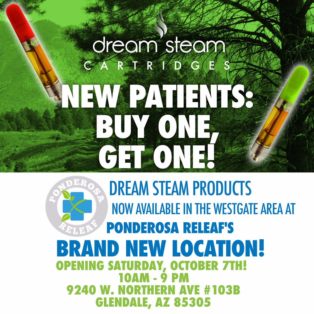 DreamSteamAZ's tweet photo. Join us out at Ponderosa Releaf tomorrow! #Prop203 #Arizona #cannabis #vape #AZ https://t.co/f4vnRYwMq0