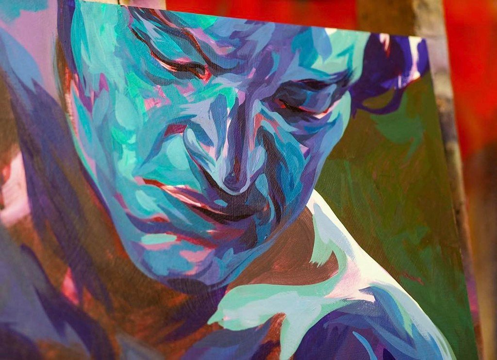 taylurk's tweet photo. Part of a painting I've been working on before I have to skip town again. Nashville is next! โจโ๐ผ#wip #studiohours โฆ https://t.co/yrqJo1WX6U https://t.co/ID5fmSrda1