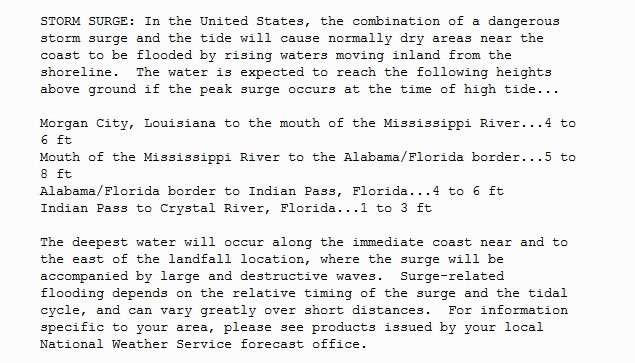 Significant storm surge of 4-8' expected as #Nate comes ashore. Areas east of the center, from New Orleans to FL border, most vulnerable.