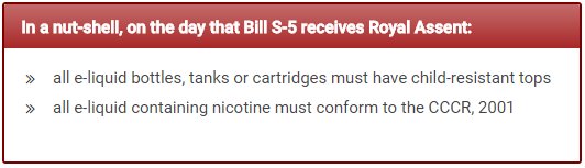 #ecig Industry Notice <a href="/HealthCanada/">Follow us @GovCanHealth</a>. Royal Assent = child-resist #eliquid, tanks and carts &amp; CCCR 2001 for eliquid.
goo.gl/pCEciV