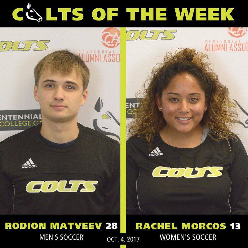 CentennialCOLTS's tweet photo. Look out for the #ColtsoftheWeek at tonight's home games!! Rodion Matveev (MSOC) & Rachel Morcos (WSOC). π΄π
#screamgreen #gocolts #ocaa https://t.co/DxQpkfOTfA