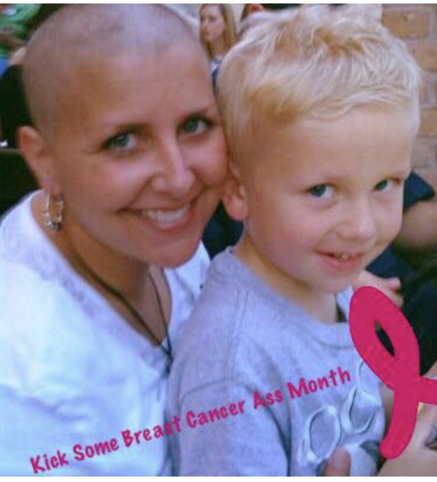 My daughter Lisa &amp; grandson AJ.  Remember that October is Breast Cancer Awareness Month! To all battling this disease, you’re in my ❤️ &amp; 🙏🏽