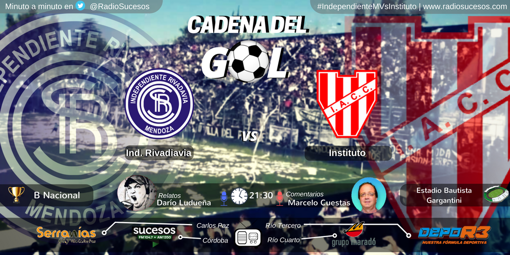 RadioSucesos's tweet photo. #IndependienteMVsInstituto | ¡@InstitutoACC busca ser momentáneo puntero contra @CSIRoficial!

¡Seguilo por #LaCadenaDelGol! https://t.co/3Fyuyl2ewf