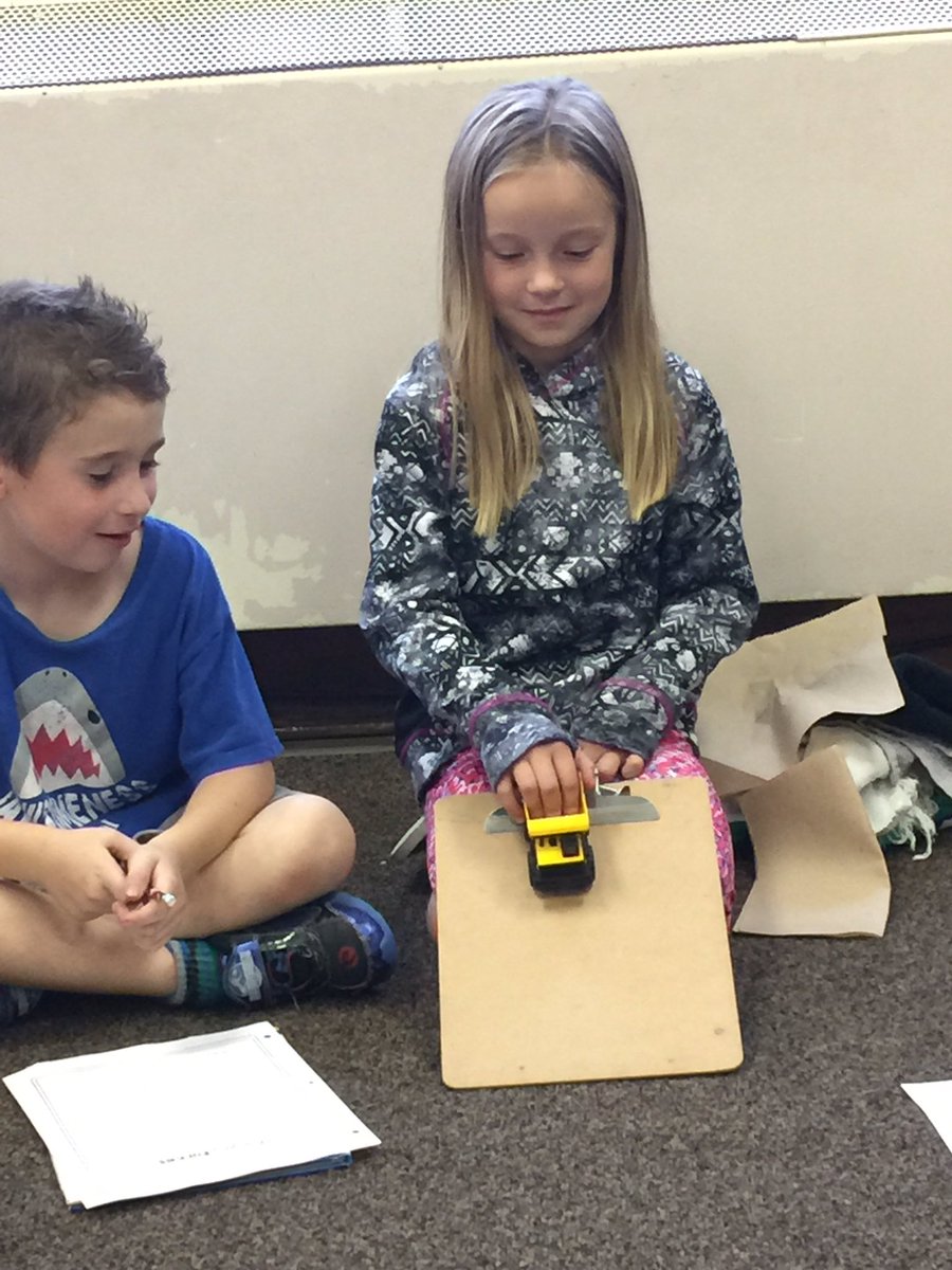 jenna_cowell's tweet photo. Science experiment fun @anderdon_public! Which surface will make the car slowest? Why? #friction #simplemacines https://t.co/qOUUvBftTH