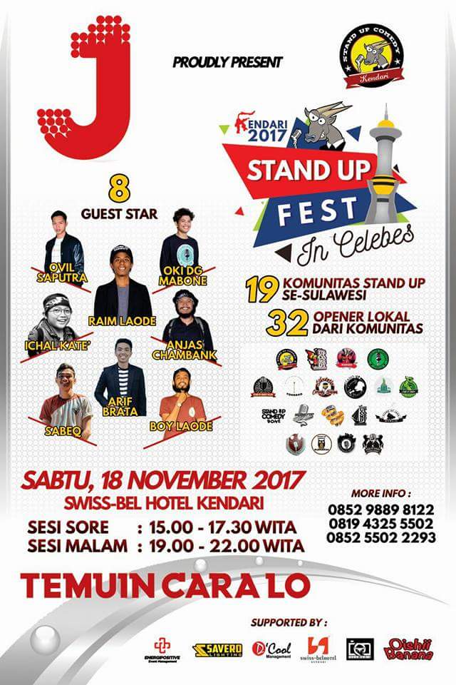 STAND UP COMEDY TERBESAR DI CELEBES. DENGAN (GS) BERDARAH SULAWESI. MARI LEBARAN~

ijin kak <a href="/pandji/">Pandji Pragiwaksono</a> <a href="/ernestprakasa/">Pria Perkasa</a> #StandUpFestInCelebes2017