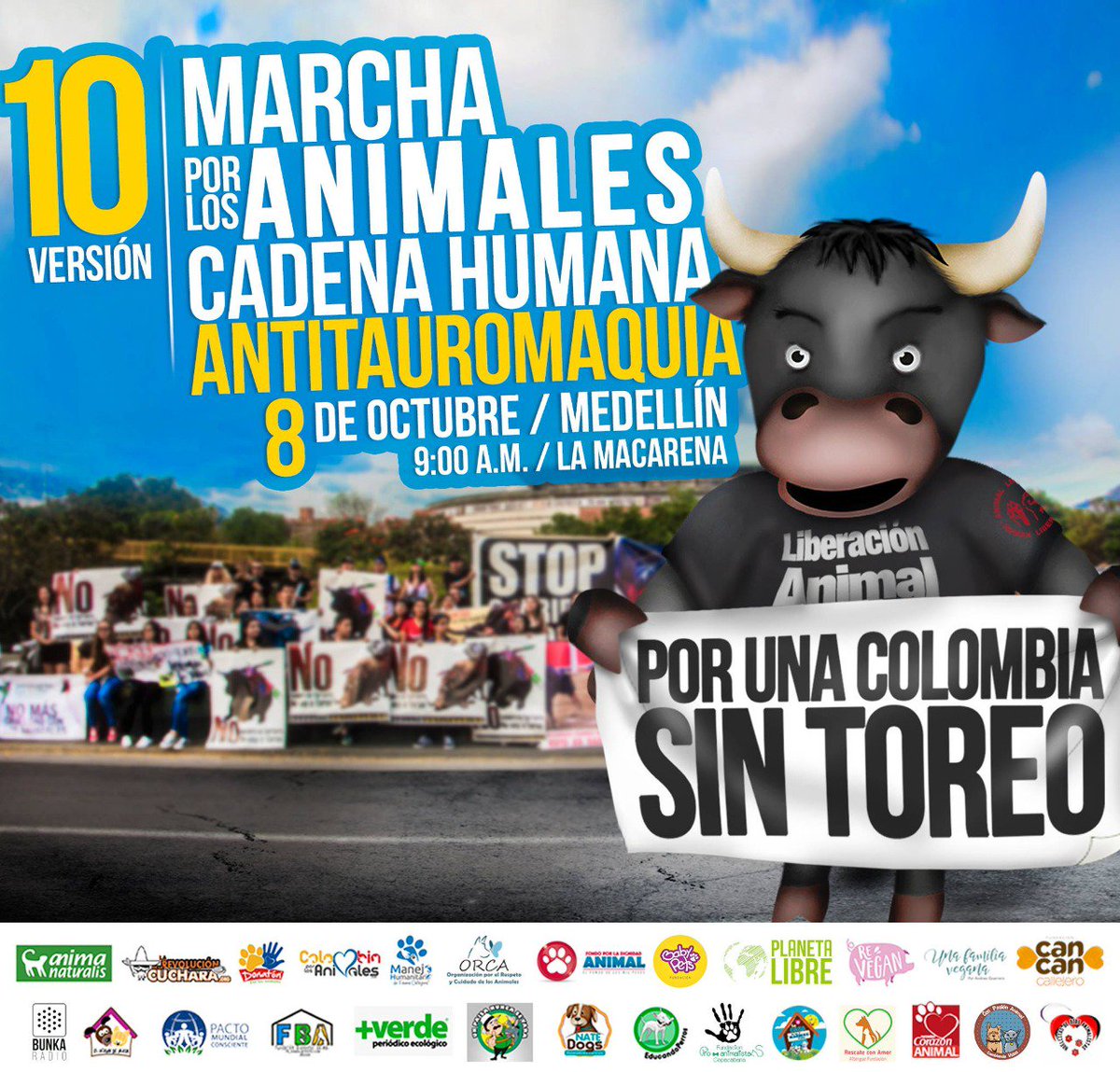 EspSinAnimales's tweet photo. Este domingo #Medellín marchará por los animales y por la aprobación del PL271/2017 #ColombiaSinToreo https://t.co/iz2dKFWaug
