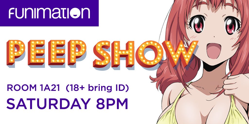 Funimation's tweet photo. Hey #NYCC2017, looking for some after-hours fun? Join @CookieStratford for the #FunimationPeepShow! 💕💕 https://t.co/ZROnQXDneg
