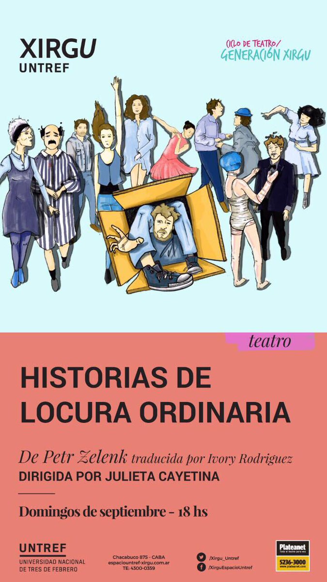 Este Domingo 8/10 NO hay función de <a href="/LocuraHistorias/">Historias de locura</a> Los esperamos el Domingo 15 18hs en <a href="/Xirgu_Untref/">Xirgu Untref</a>