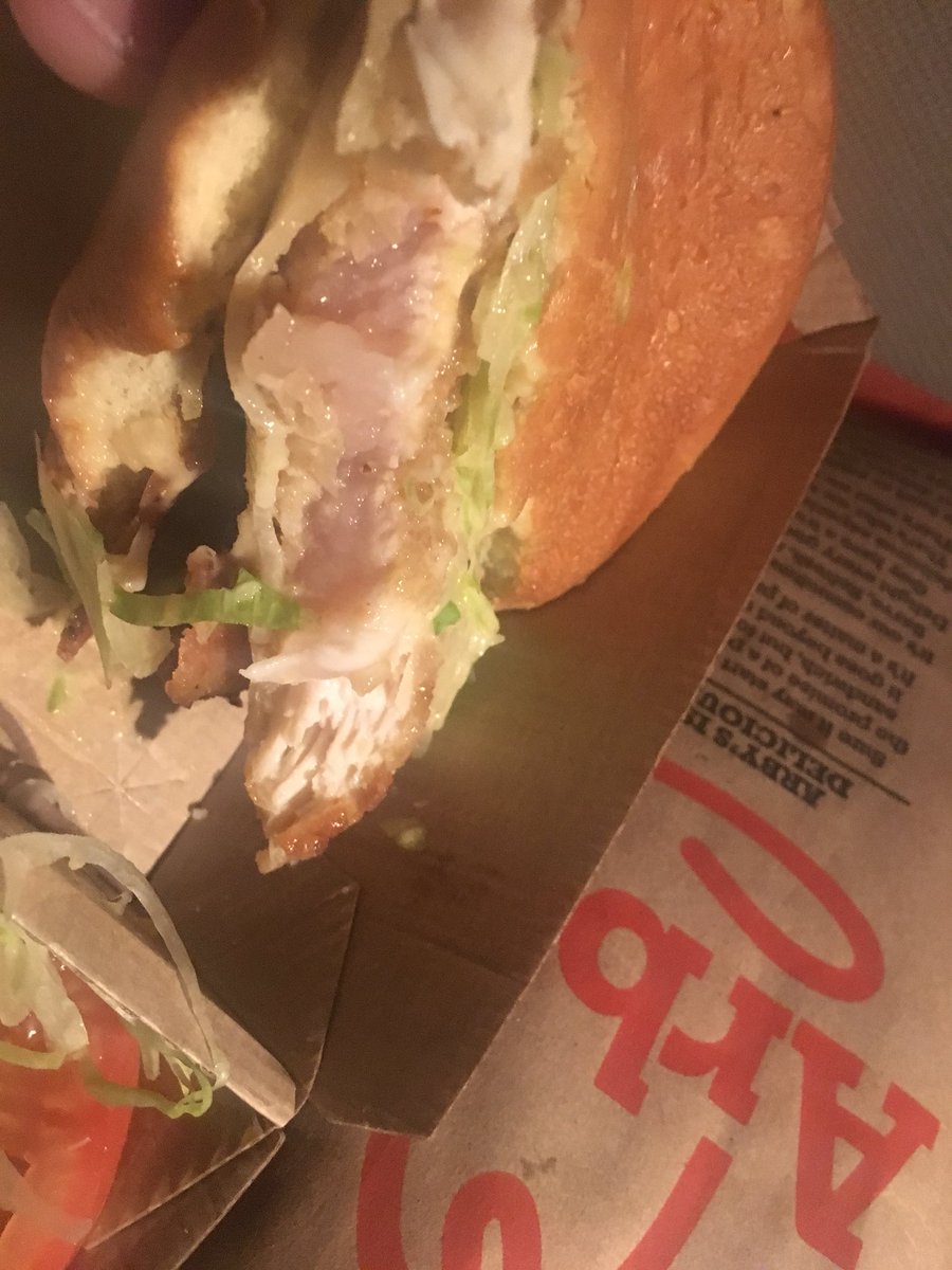 GRP_Racing's tweet photo. @Arbys big time failure! You may want to pray that I don’t get food poisoning from this!! #rawchickencankill! https://t.co/tzchP5CQSn