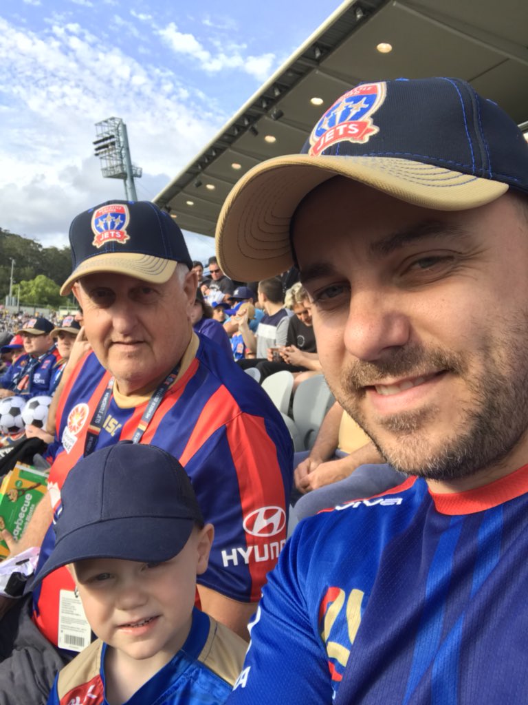 Three generations of <a href="/NewcastleJetsFC/">NEWCASTLE JETS FC ✈️</a> fans. #CCMvNEW #awaydays
