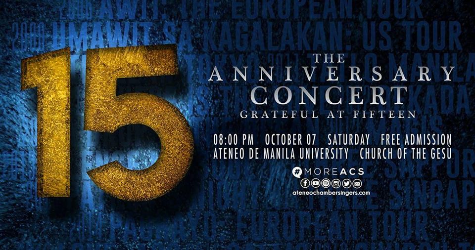 jescomph's tweet photo. Tonight, Oct. 7: Ateneo Chamber Singers' free 15th anniversary concert "Grateful at 15" at the Church of the Gesu, 8pm #moreacs https://t.co/tEAnHbLX4U