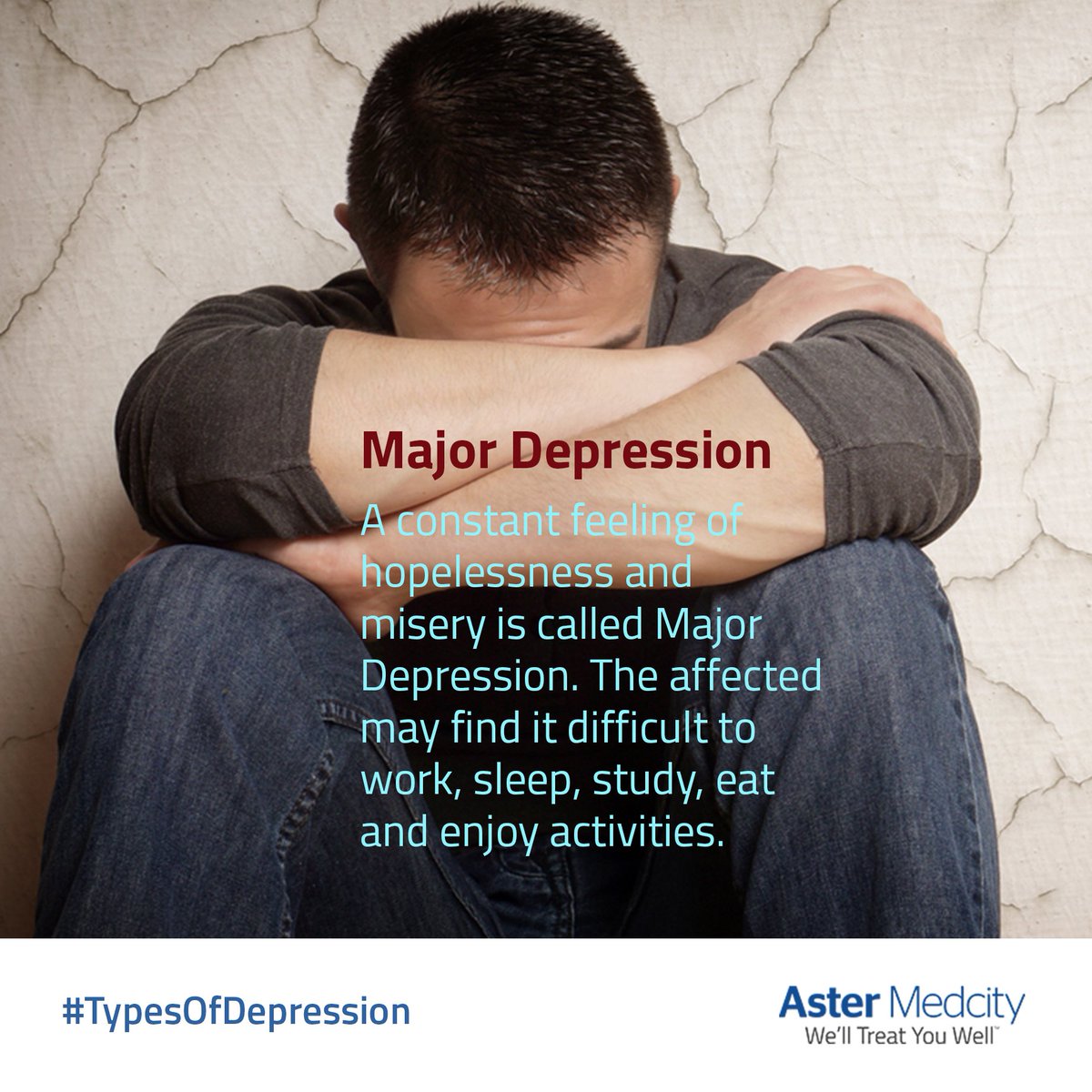 AsterMedcity14's tweet photo. Do not let depression get hold of your loved ones. Know more about it. #TypesOfDepression #AsterMedcity https://t.co/v96ZLONm85