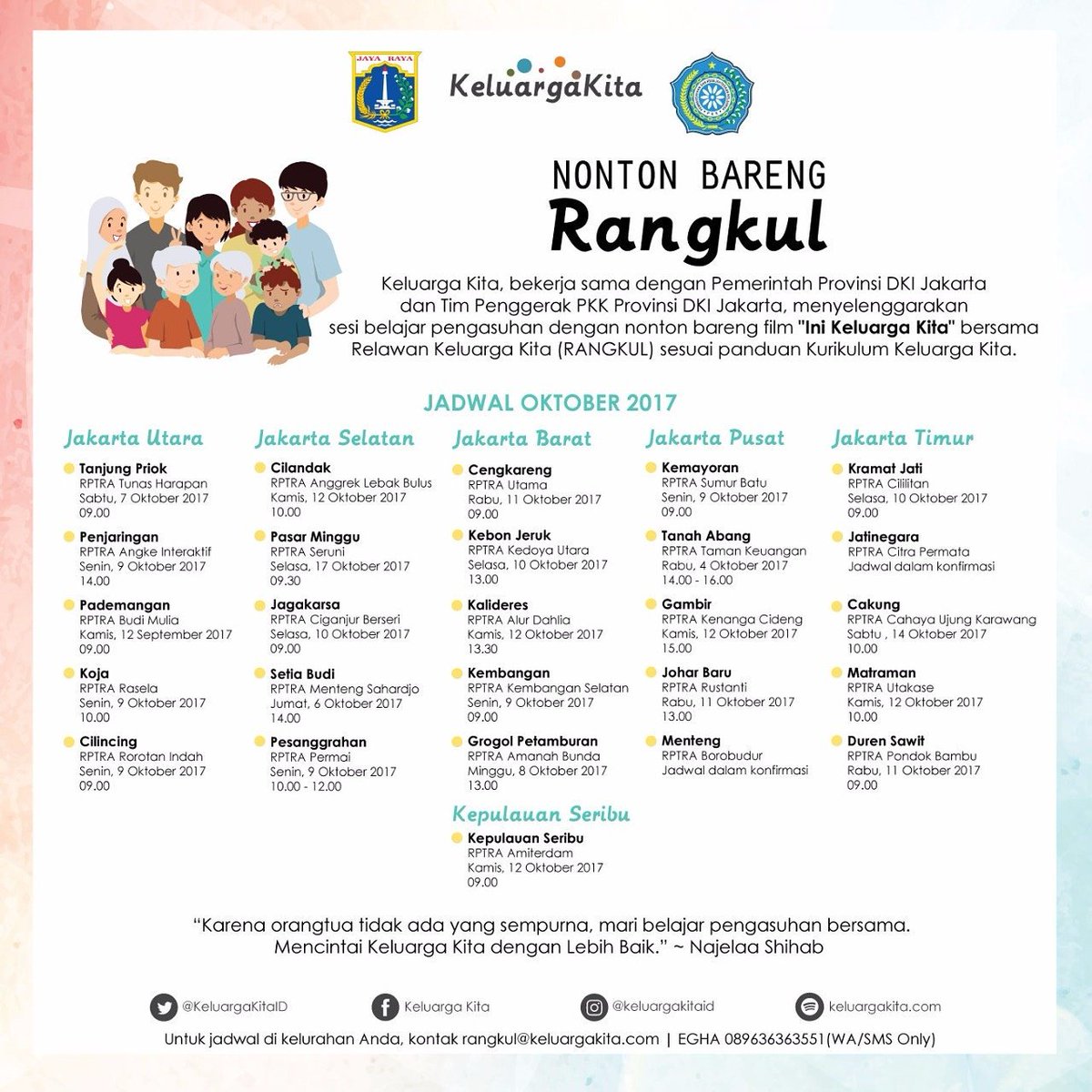 KeluargaKitaID's tweet photo. #NoBarRangkul akan berlangsung sepanjang 9 sesi dgn 9 episode drama komedi #IniKeluargaKita yg ceritanya berdasarkan Kurikulum Keluarga Kita https://t.co/Mo1u8VYWWK