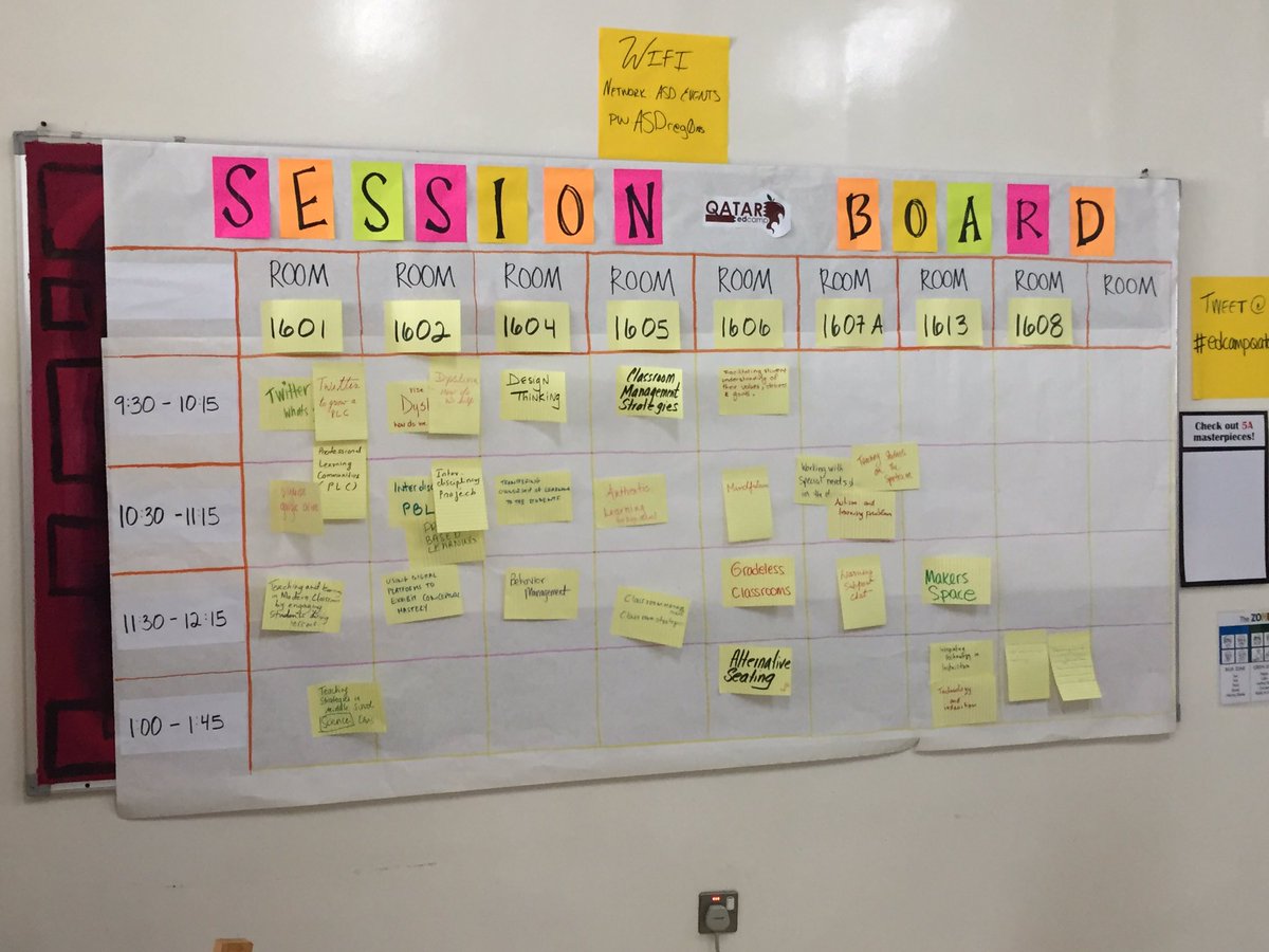 Our session board is being built! #edcampqatar2017