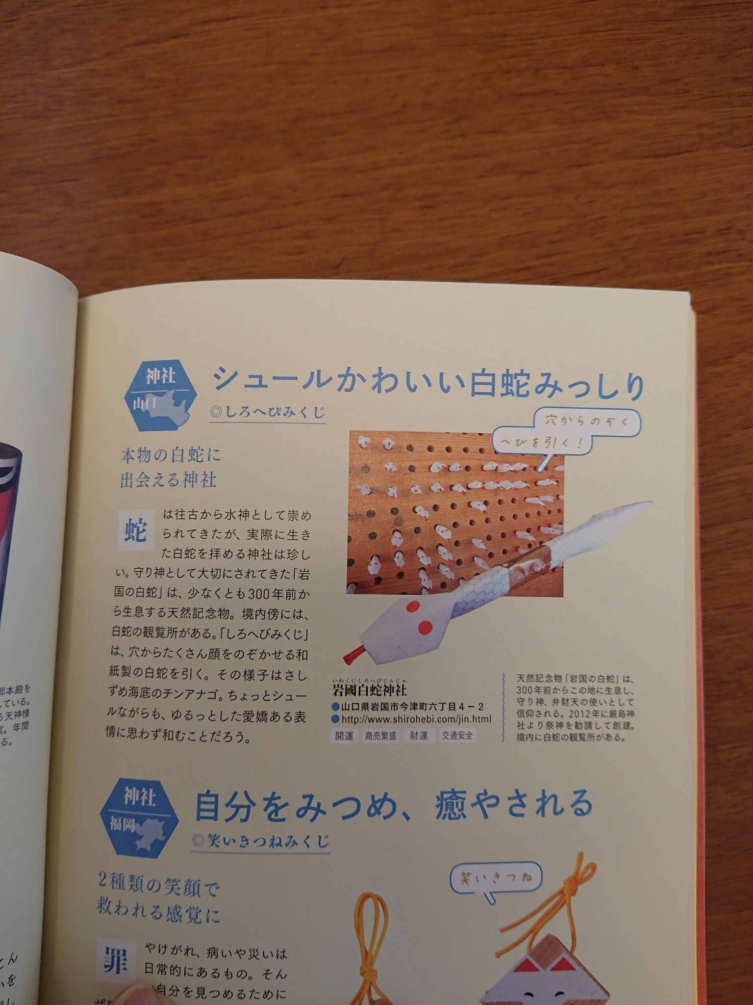 岩國白蛇神社 님의 트위터 ニッポンのおみくじ という本に当社のおみくじを紹介して頂きました この本は全国の変わったおみくじが紹介されていてかなり面白いです 岩国白蛇神社 白蛇神社 おみくじ T Co 3qid61fsji 트위터