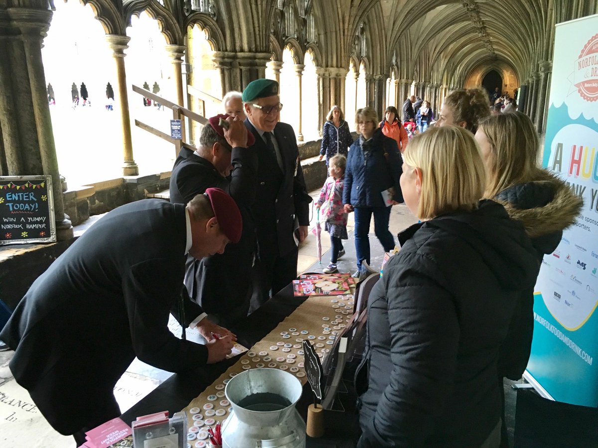 ProudlyNorfolk's tweet photo. Great to see our veterans talking to @Naomi_Newell1 & the @CozensHardyLLP on the #NFAD17 stand @Nrw_Cathedral today. https://t.co/ApZOrwmhfO