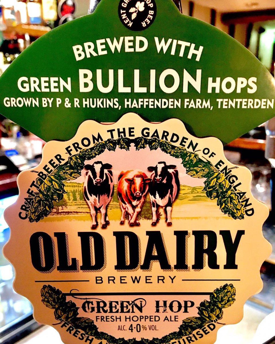 TMountEdgcumbe's tweet photo. Come and enjoy a pint of @OldDairyBrewery's 'Green Hop' 4% 🍻 Brewed with Green Bullion Hops grown down the road in Tenterden! #aleoftheweek https://t.co/F2NNXPhO2y