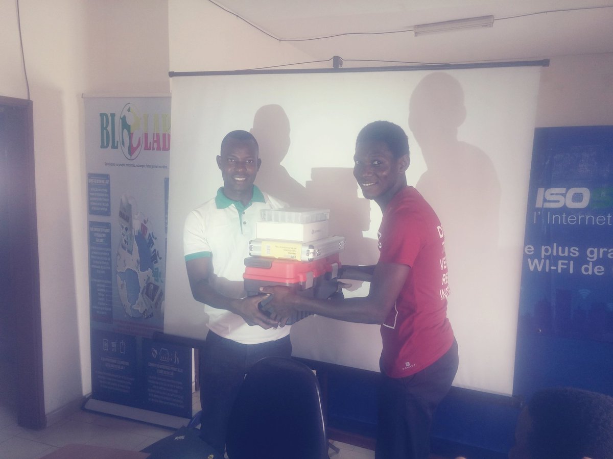 CoderBlak's tweet photo. Reception of the complete #kit #IOT supplied by @waziupIOT  to the @BLOLAB_BENIN @senamekoffi @LAfricaine_ @AbdurRB @onomarghe @charlotte https://t.co/zEGZeIUaRM