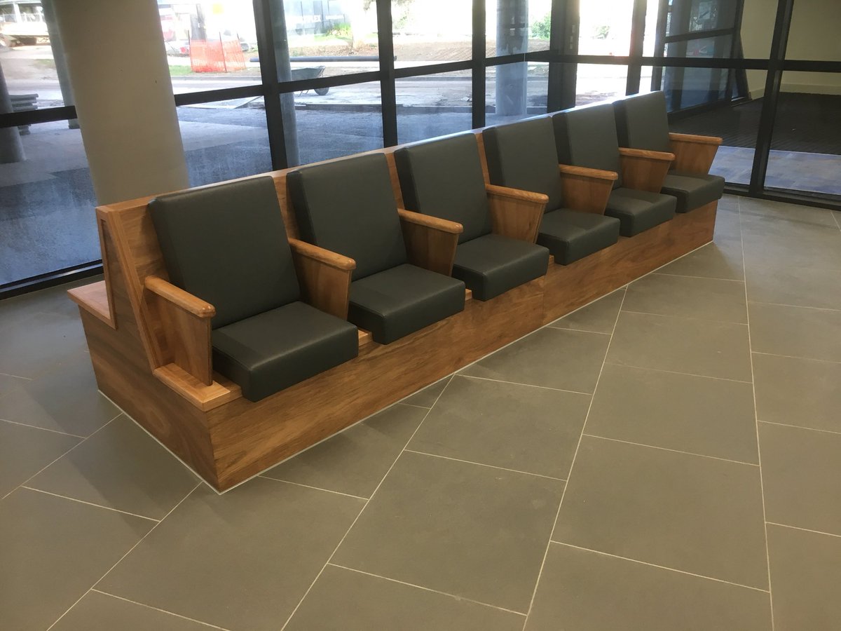 Armourply timber Seating made for a commercial fitout Mercy Hospital.