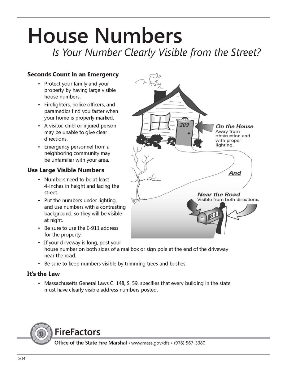 MassDFS's tweet photo. Is your #house #number visible from the street at night? If not, time for an upgrade. Seconds count in an emergency https://t.co/TclqGzrCNc https://t.co/AcI5jJzOFU