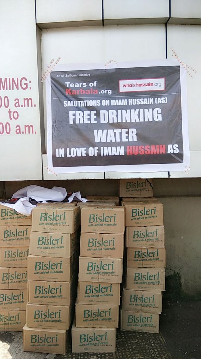 almuntazar's tweet photo. Free Water distribution for Imam Husain a.s in various parts of #Mumbai. 1.30 lacs bottles distributed #Muharram
#whoishussain #whyweMourn https://t.co/blEk4wkNW7