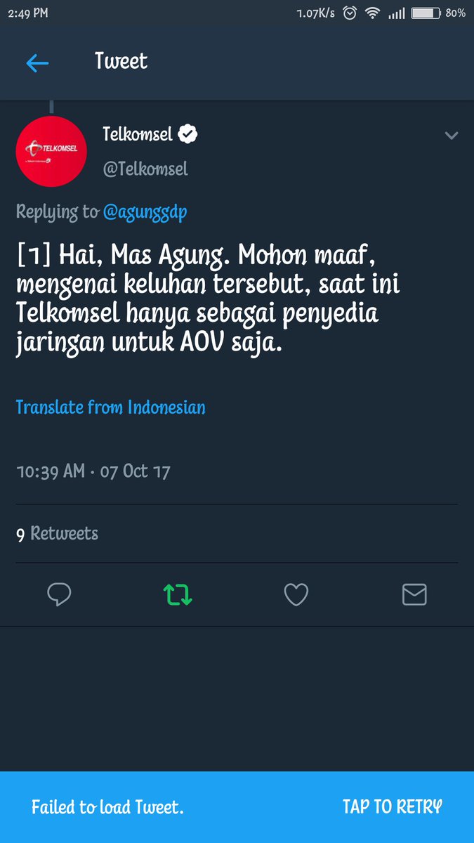 agunggdp's tweet photo. @ArivLagi @Telkomsel Failed to load tweet https://t.co/fzE1r41k14